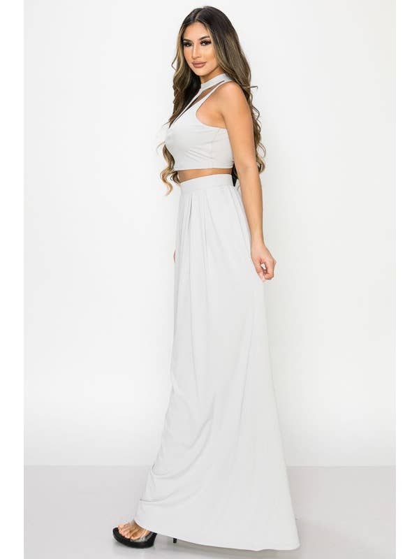 SILVER PS8596K_TRENDY BASICS CUT-OUT MOCK NECK TOP AND PANTS SET for wholesale on Faire1