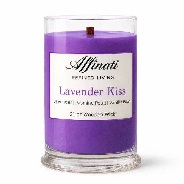 Lavender Kiss Wooden Wick Candle – Luxury 21 oz Soy Blend | Affinati for wholesale by Affinati