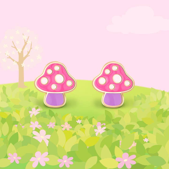 Mini Mushroom Cutie Stud Earrings
for wholesale by Girl Nation