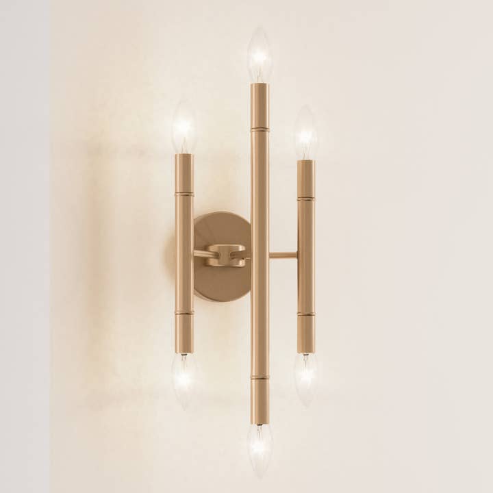 Sale - Ignis Mid Century Modern Gold 6-Light Wall Sconce for wholesale by Brio Lighting
