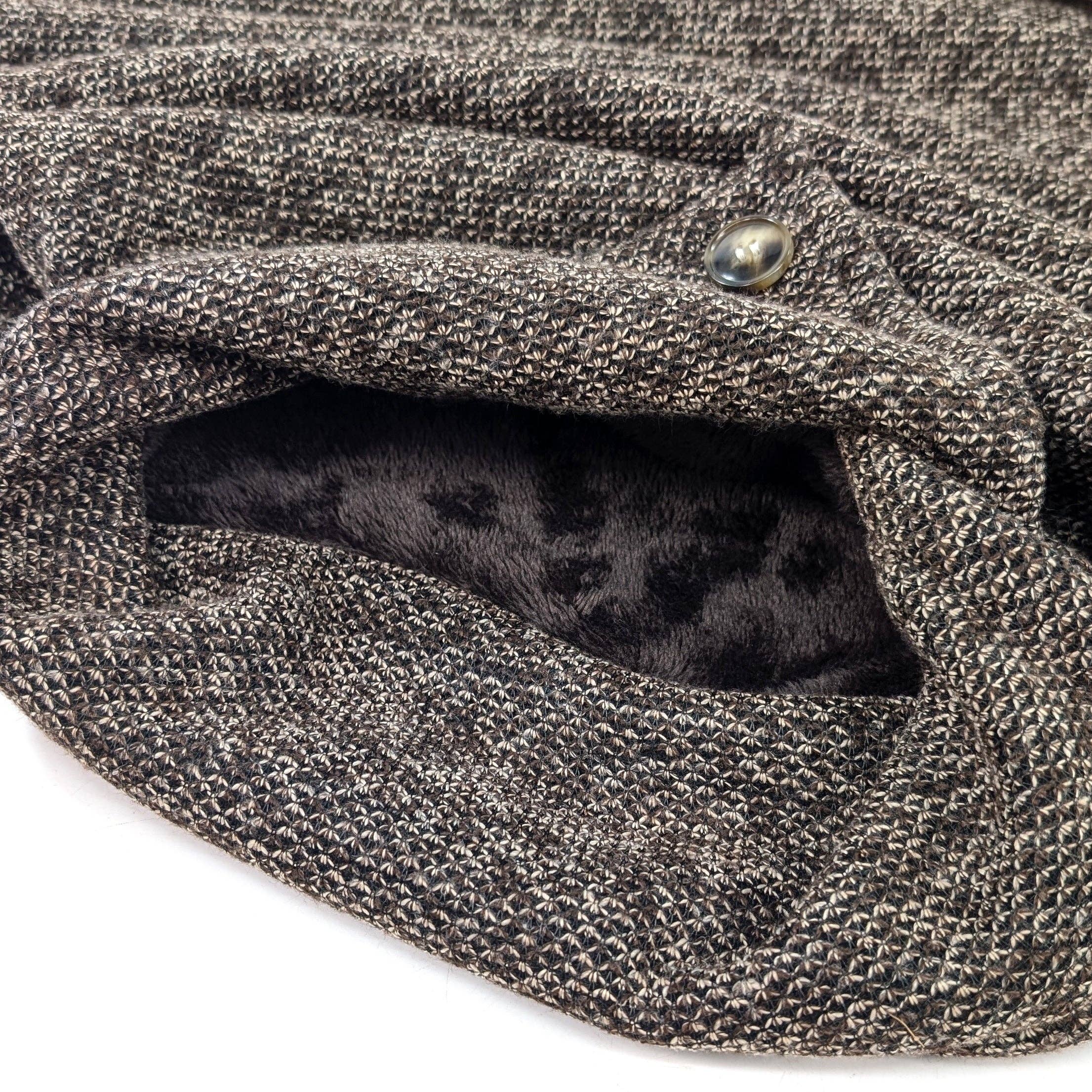 Black Ginger – wholesale Poncho – Women's – Button Collar Faux Fur Trimmed Poncho - Brown5