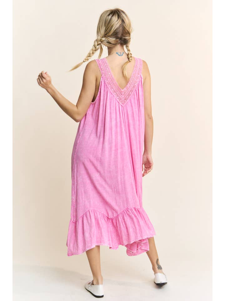 J.Her - Wholesale Dress - Women's - MineralWash Floral detailed Vneck Cami Dress HD5704.