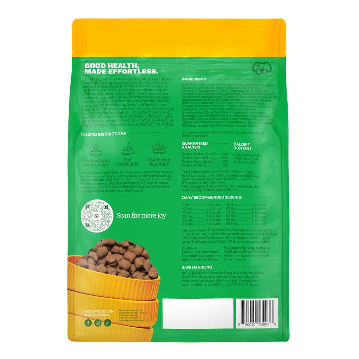 Get Joy Food - Wholesale Pet Food - Dog - Fresh Freeze Dried Raw - Beef Formula 32oz1