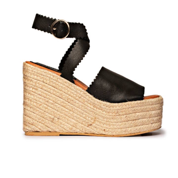 Cala Gració Black wedge sandals for wholesale by Ibiza's Heritage