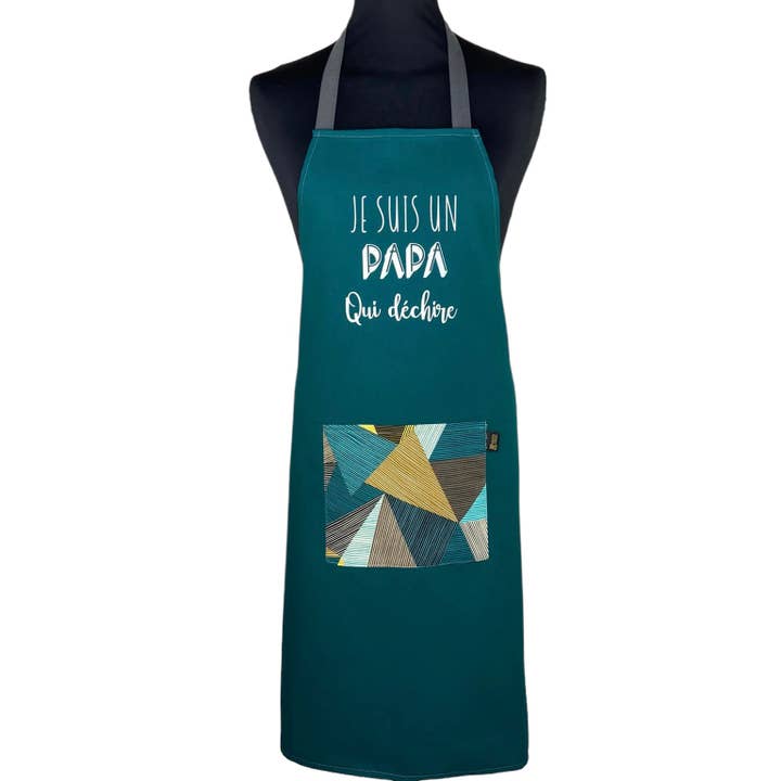 Tablier, "Je suis un papa qui déchire" pétrole pour la vente par Emmanuel Création