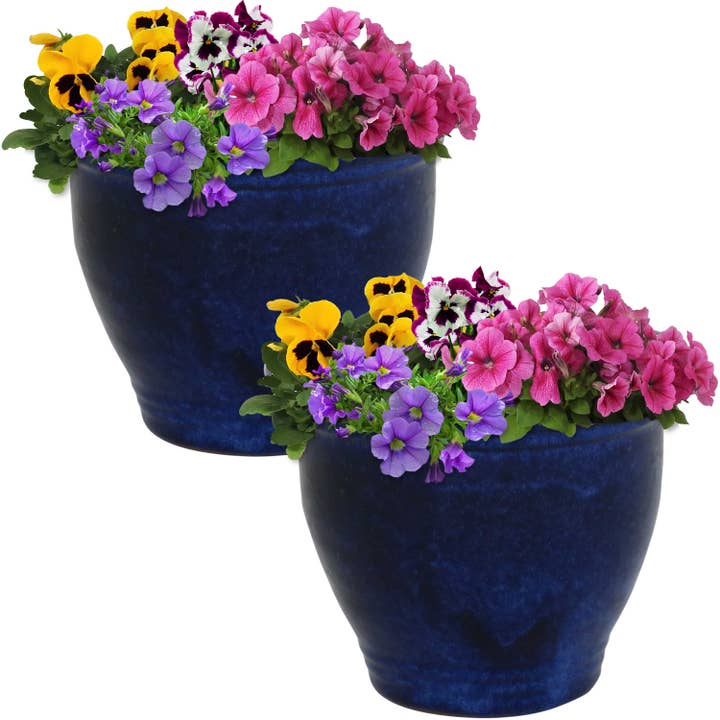 Sunnydaze Decor - Wholesale Plant Pot - 2 Studio Glazed Ceramic Planters - 9" - Imperial Blue9