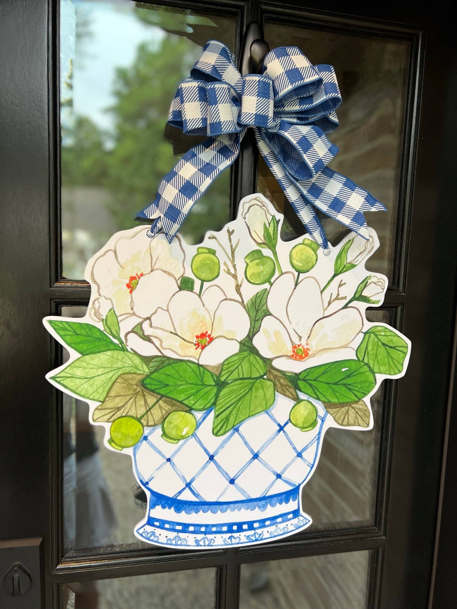 Home Themed Home - Wholesale Door Hanger - Lacey Magnolia Vase Door Hanger1