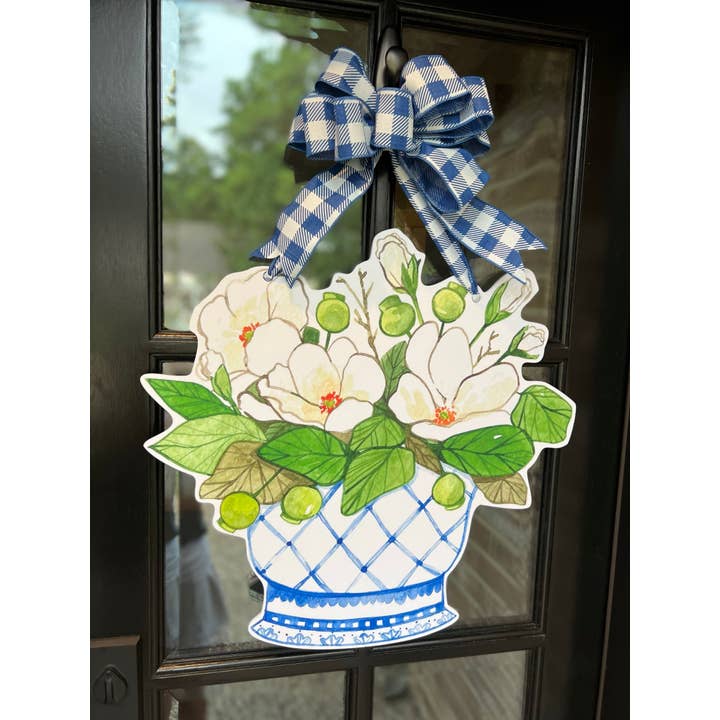 Home Themed Home - Wholesale Door Hanger - Lacey Magnolia Vase Door Hanger1