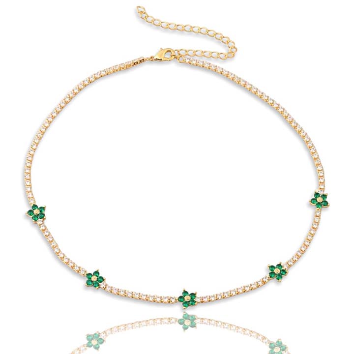 Collana Tennis con Margherite Colorate e Zirconi Cubici per la vendita all'ingrosso da parte di KIKICHIC