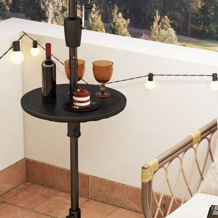 Noir Table d'extérieur ajustable de 51 cm avec trou de 3,8 cm pour parasol en vente sur Faire1
