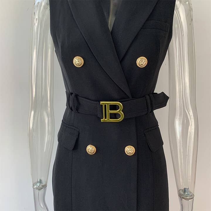 Productseeker - Wholesale Dress - Women's - DR008Y Fushcia Sleeveless Tie-Waist Suit Dress 4