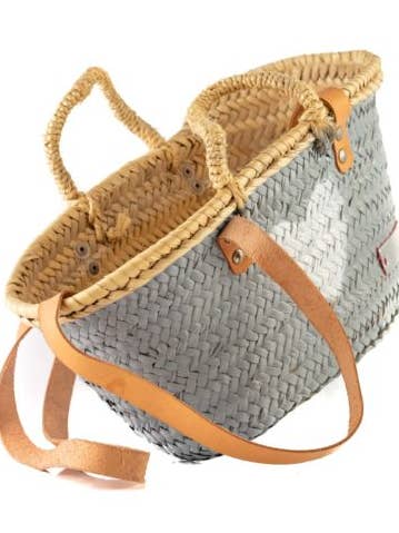 Mini åben strandtaske malet grå med hjerte for engroshandel hos Audali