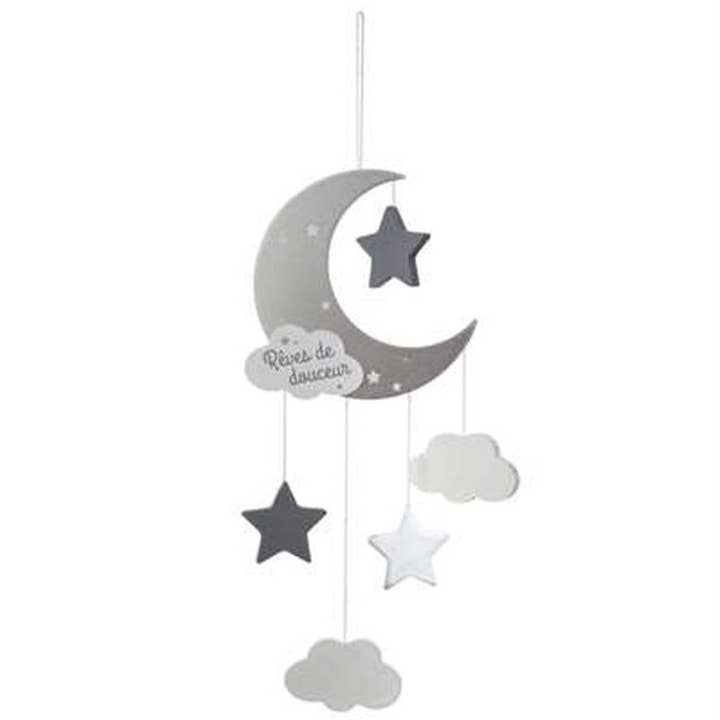 TSJJ - Wholesale Wall Accent - Moon Hanging Wall Decor 45 X 16 Cm Mdf Grey