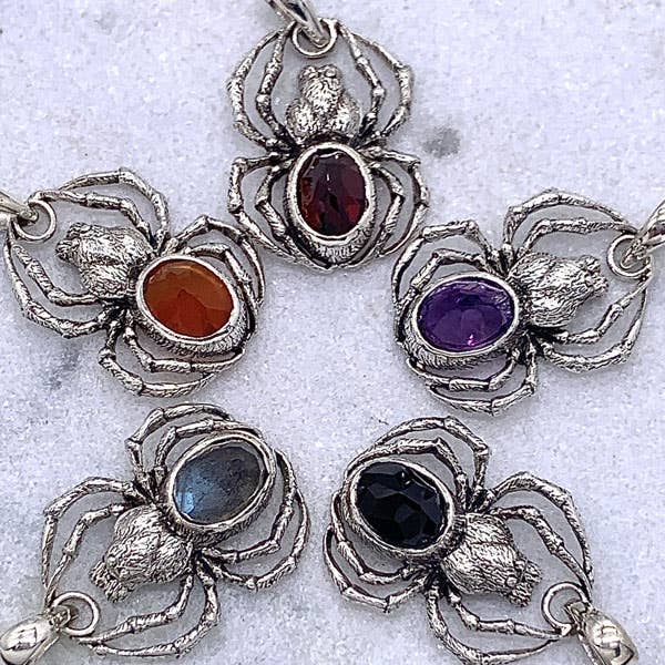 Goddess Design Studio - Wholesale Dangle Earrings - Sterling Silver Spider Earrings & Pendant, Gemstone Body! 0