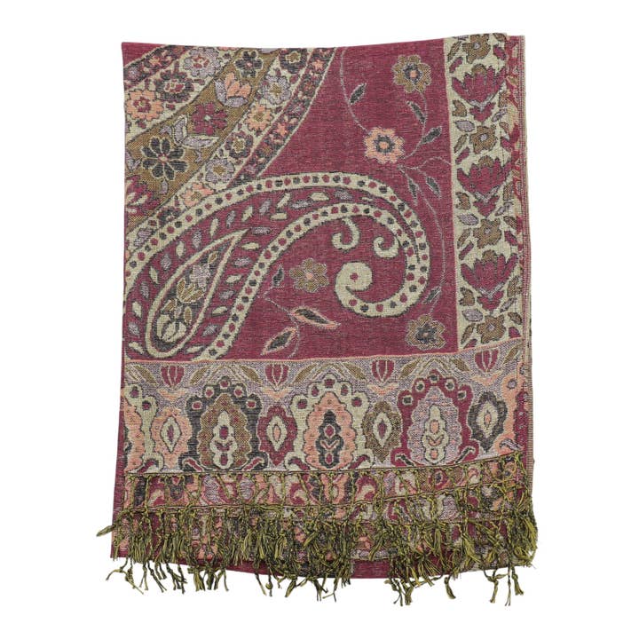 ASSORTED Metallic Pashmina Paisley Pattern SCF3719-30 (12PC) for wholesale on Faire10