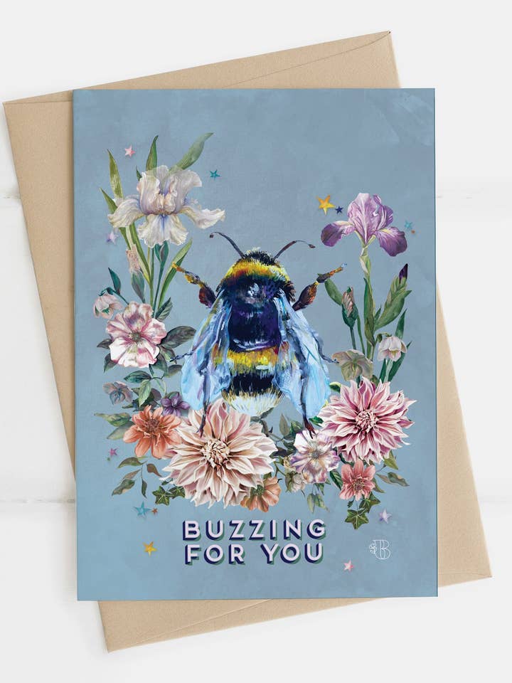 Tarjeta de felicitación Buzzing for You para venta al por mayor de Bear and Bloom