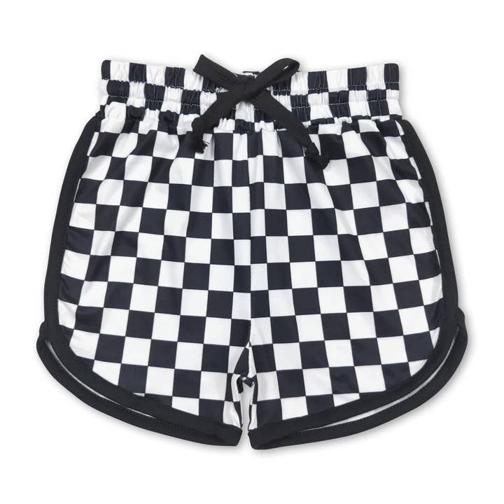 Black plaid baby girls summer shorts for wholesale by Yawoo Garments