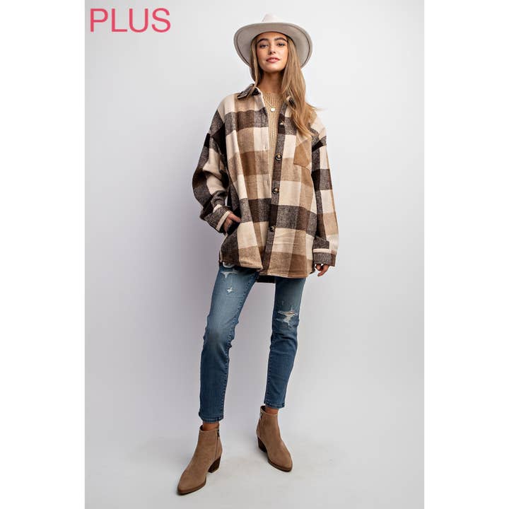 Sweet Generis - Wholesale Jacket - Women's - PLUS FULL BODY PLAID BUTTON DOWN FLANNEL SHIRT JACKET14