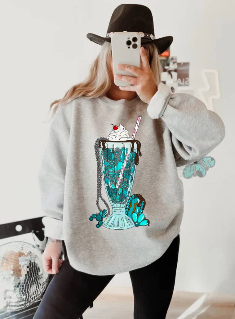 The Branded Blue Roan - Wholesale Screen Printed T-Shirt - Women's - Turquoise Milkshakes Western Graphic0