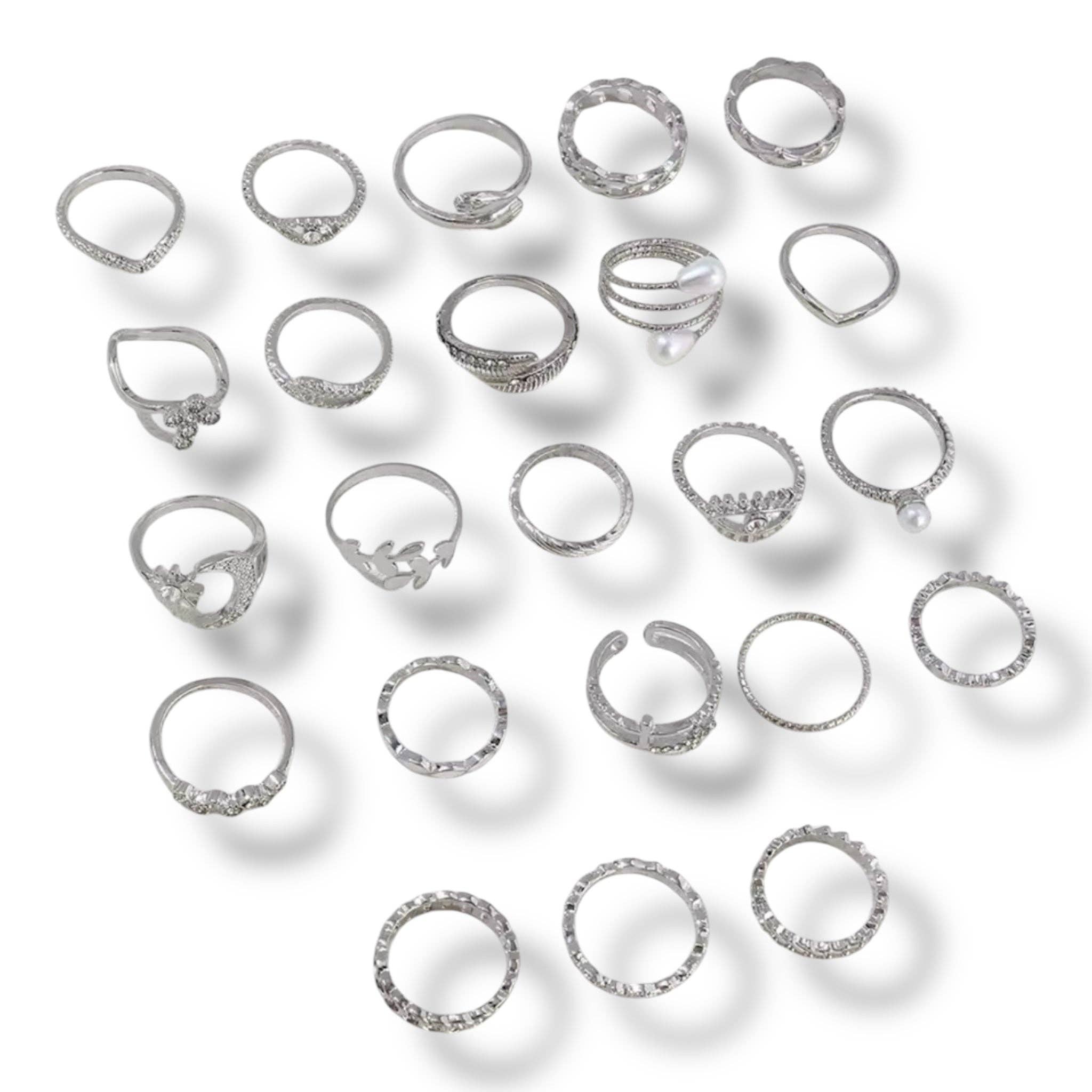 Kinky Pleasure - Wholesale Jewelry Set - Kinky Pleasure - AX113 - Ring Set 23 Rings In Gold Or Silver - In Display Box4