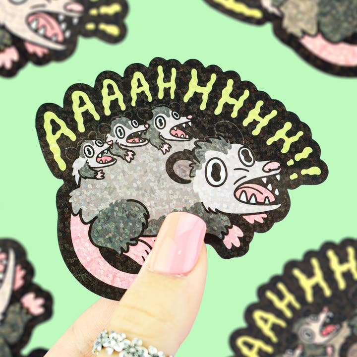 Turtle's Soup - Wholesale Sticker - Screaming Opossum | Glitter | Holo | Possum | Vinyl Sticker0