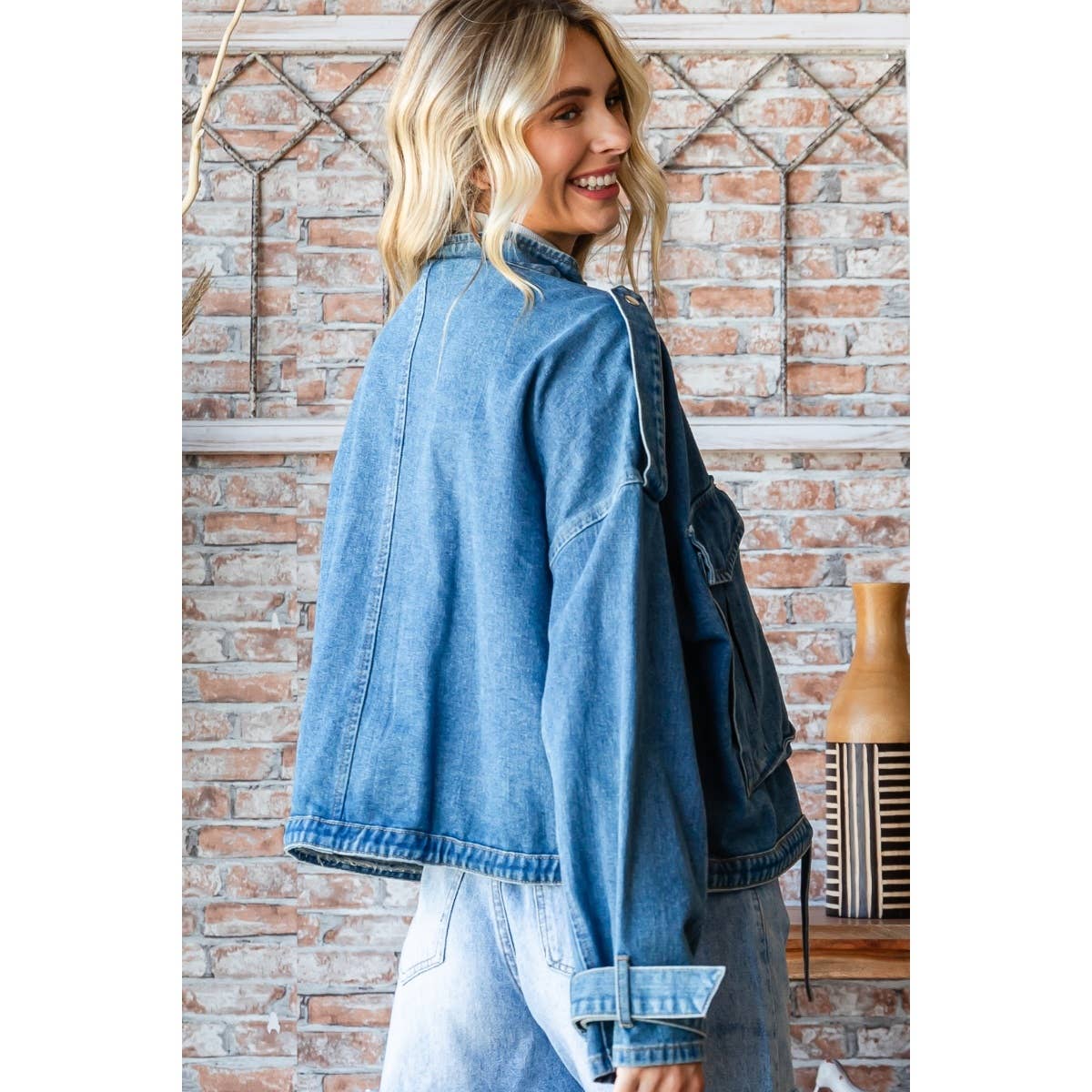 Veveret – Casaco de ganga - Mulher por atacado – Blusão Denim Utility de Bolso Duplo6