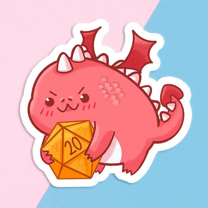 D20 Dragon | Large Waterproof D&D Sticker for wholesale by Lemon Whiskers