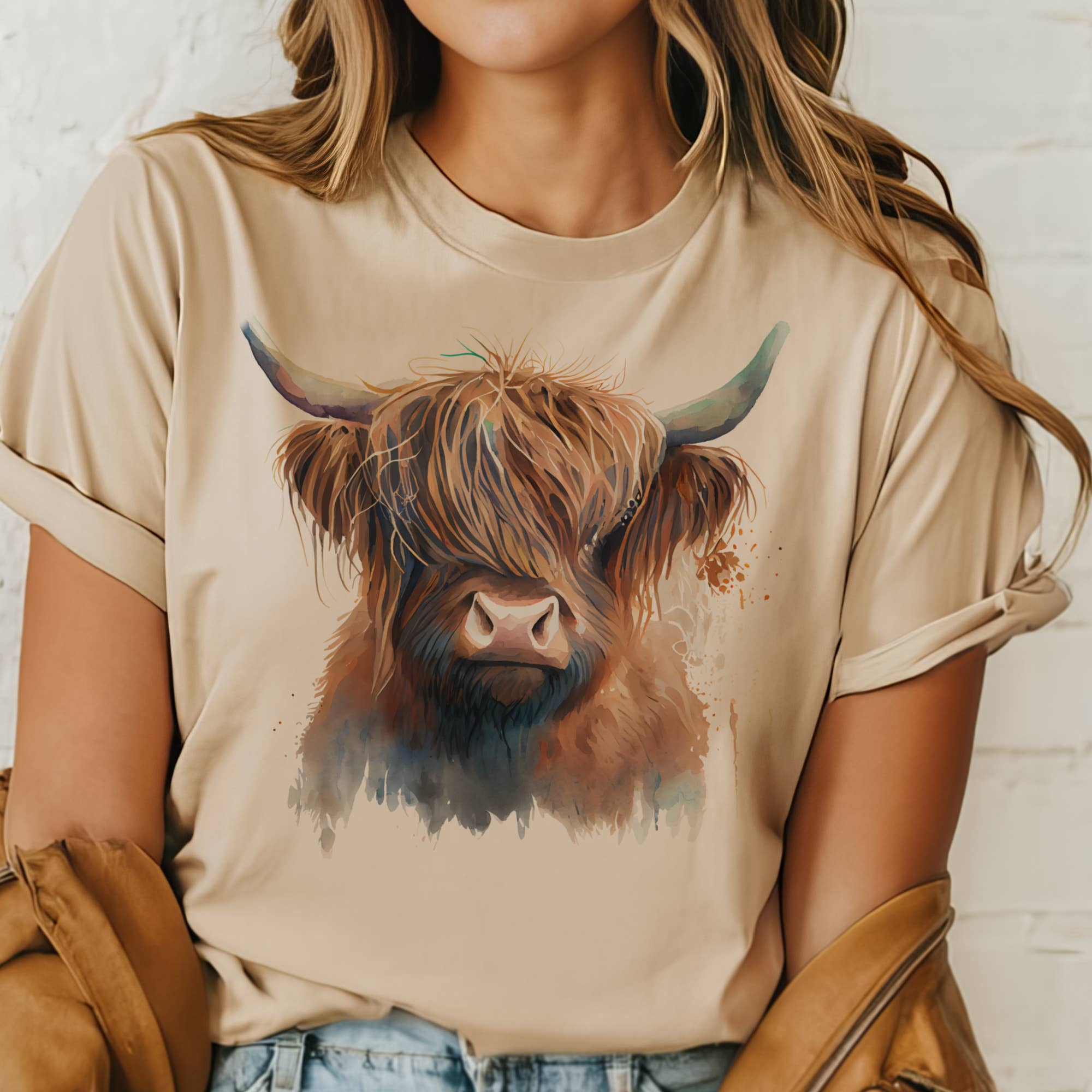 Par.tees by Party On! – Engroshandel Grafisk t-shirt - Dame – Western Ko Land Highland Grafisk T-shirt0