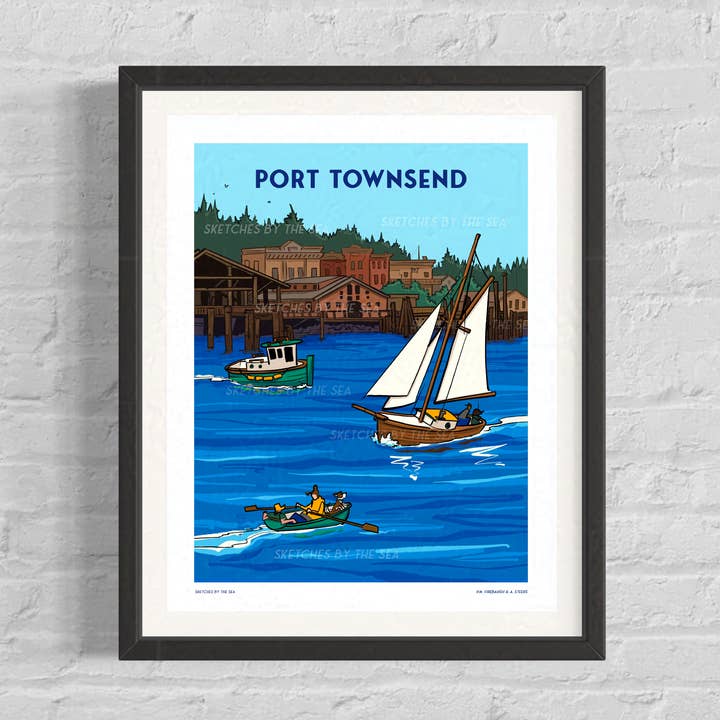Port Townsend Travel Poster for wholesale by Sketches By The Sea