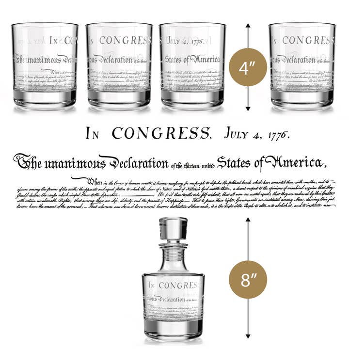 Old Southern Brass – wholesale Dekanter – Självständighetsförklaring Decanter Whisky Glass Gift Set