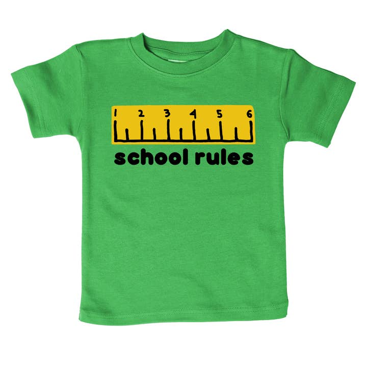 Back to School Rules First Day Boys Girls Organic Kids Shirt for wholesale by Spunky Stork
