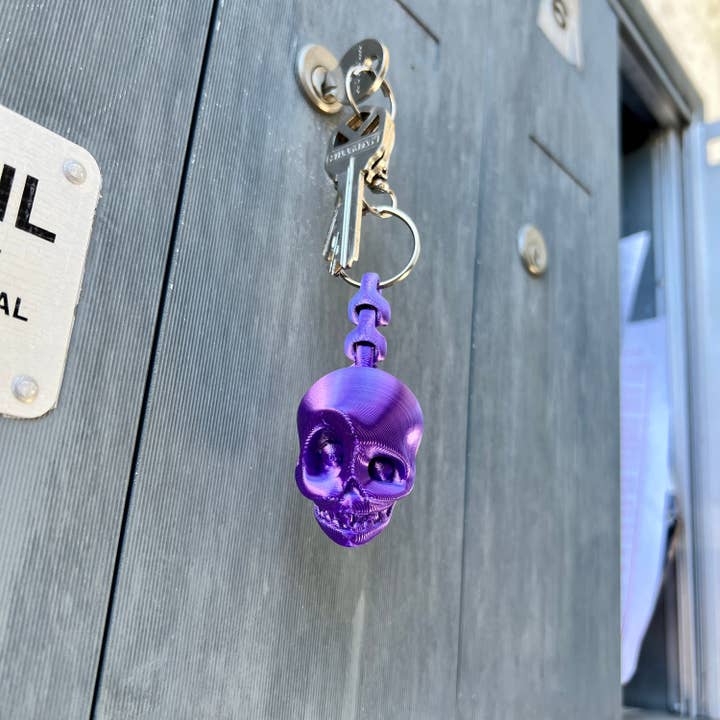 NumanPrints - Wholesale Keychain - Unisex - Skull KeyChain Flexi Spine 3D Printed Print With