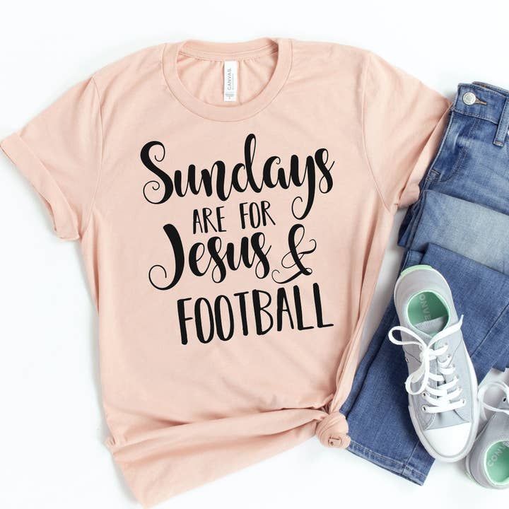 Søndage Er Til Jesus & Fodbold T-shirt - Bella Canvas for engroshandel hos Printliss