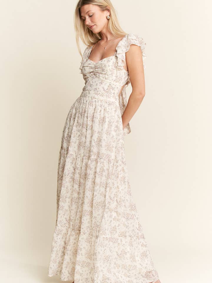 JADE BY JANE - Wholesale Dress - Women's - RUFFLE SLEEVE TIERED MAXI DRESS8