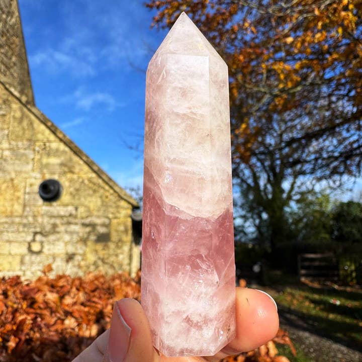 Elf Kendal Hippies - Wholesale Spiritual Stone/Crystal - Rose Quartz tower 8-10cm pink quartz wand crystal point pink5