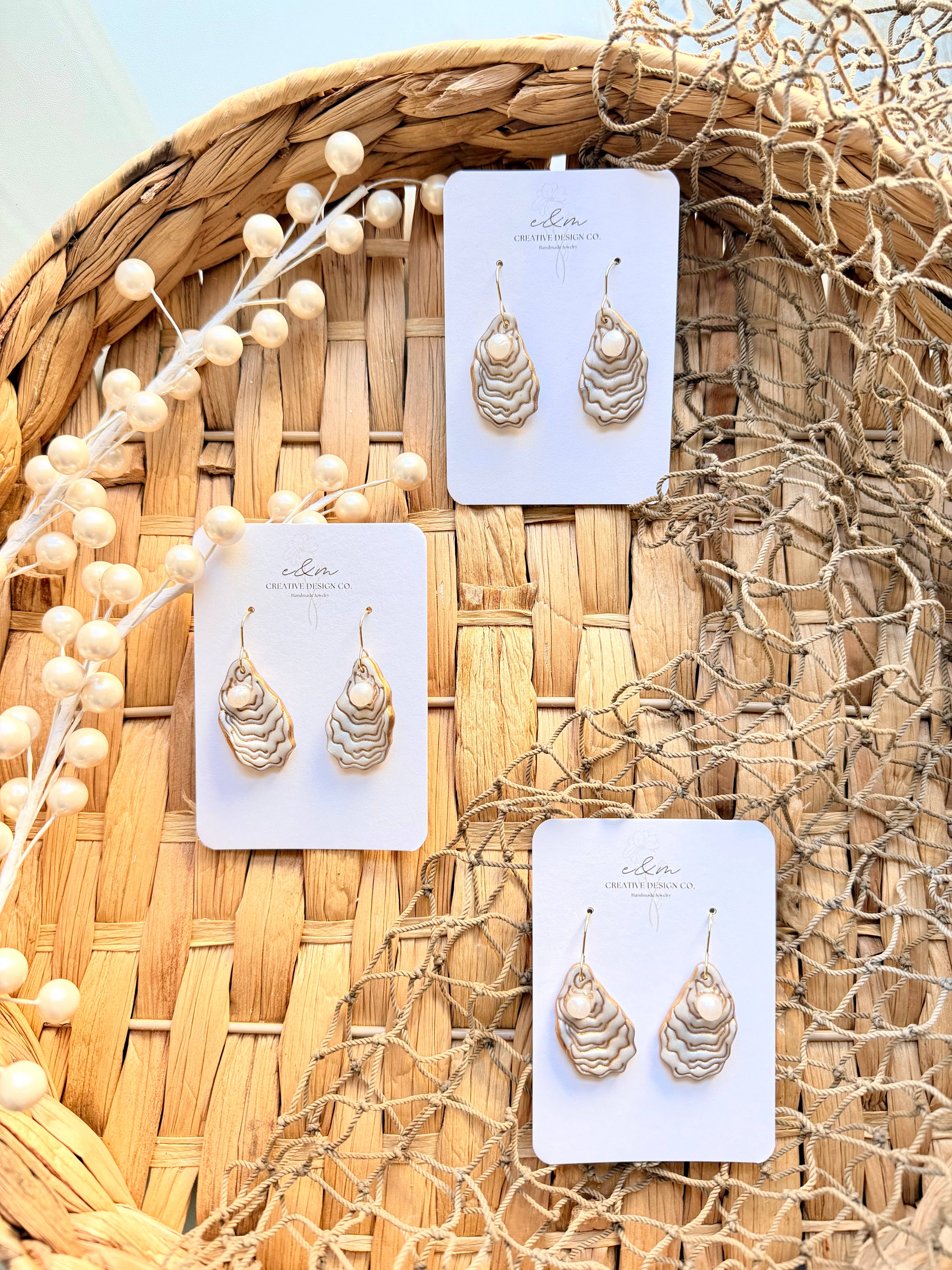 E & M Creative Design Co. - Wholesale Dangle Earrings - Salty Oyster & Pearl Earrings1