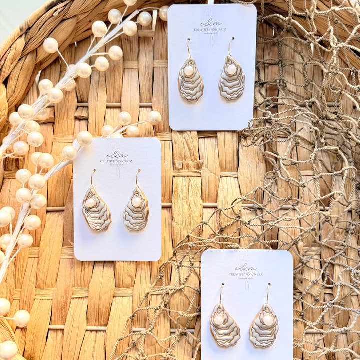 E & M Creative Design Co. - Wholesale Dangle Earrings - Salty Oyster & Pearl Earrings1