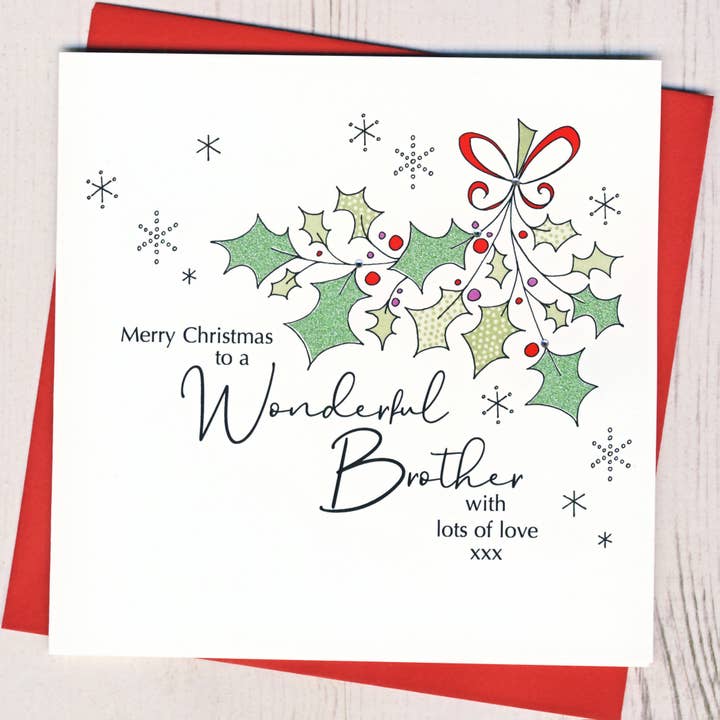 Merry Christmas To A Wonderful Brother Card for wholesale by Eggbert & Daisy