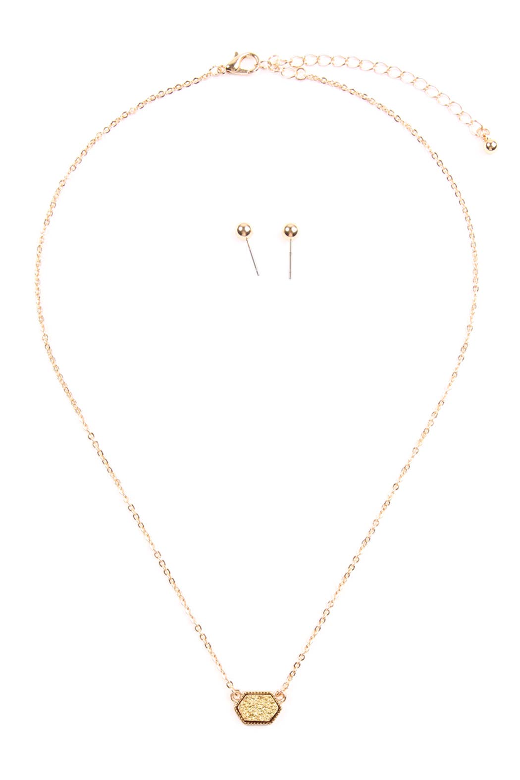 MYS Wholesale Inc - Wholesale Jewelry Set - Druzy Hexagon Pendant Necklace Earring Set41