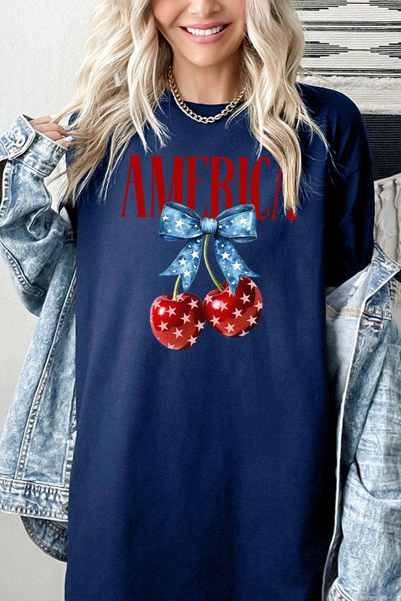 COLORBEAR - Wholesale T-Shirt (Graphic) - Women's - America Cherries Graphic Heavy Cotton Tee9