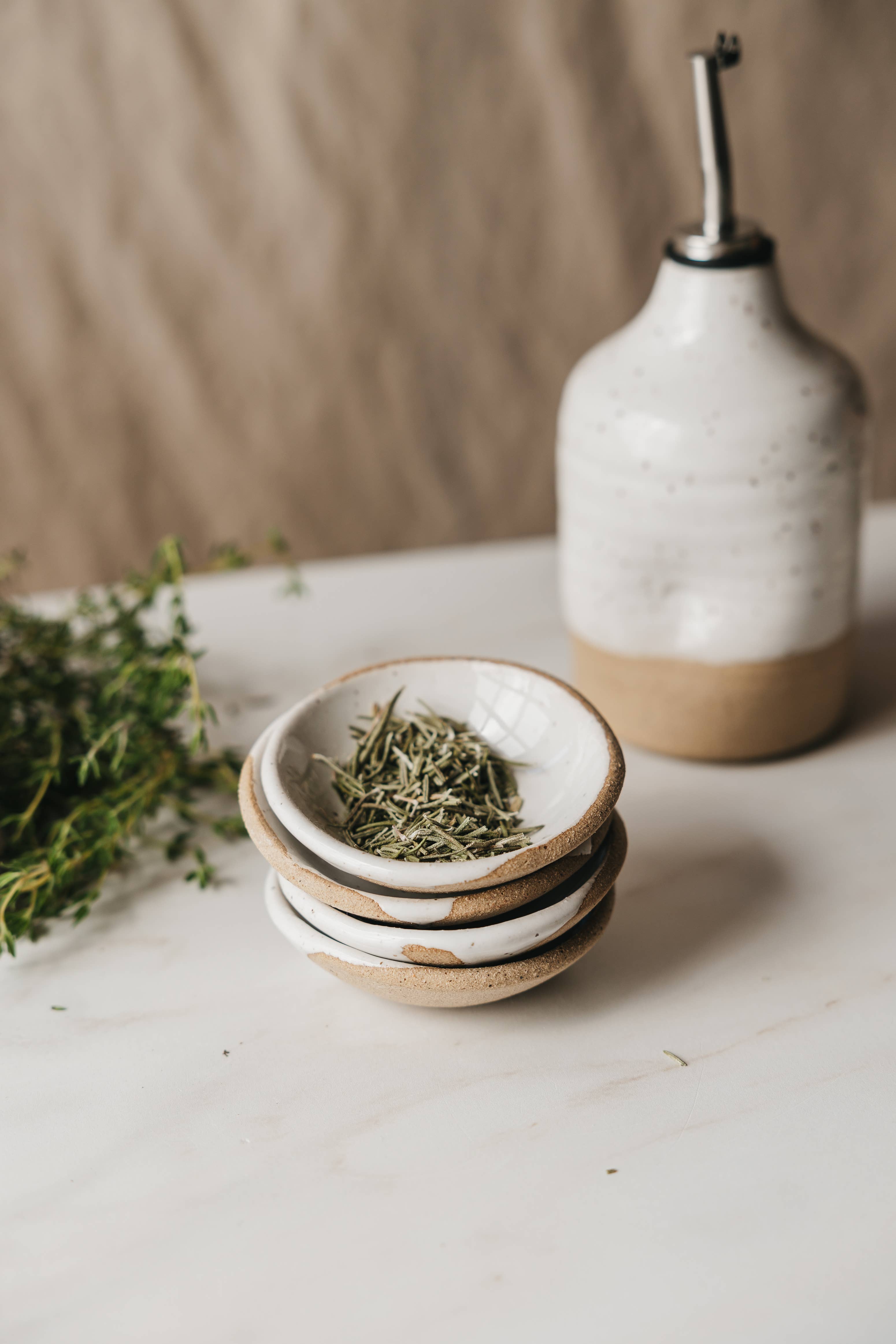 D Pottery - Wholesale Condiment/Dip Bowl - Speckled White Ceramic Prep Dishes - per each5