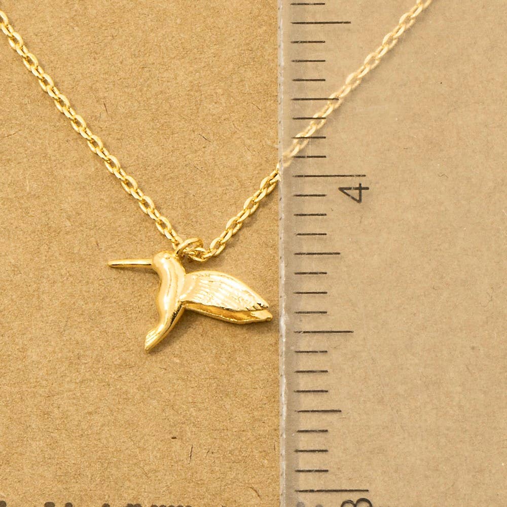 Fame Accessories - Wholesale Pendant/Charm Necklace - Gold Dipped Humming Bird Pendant Necklace3