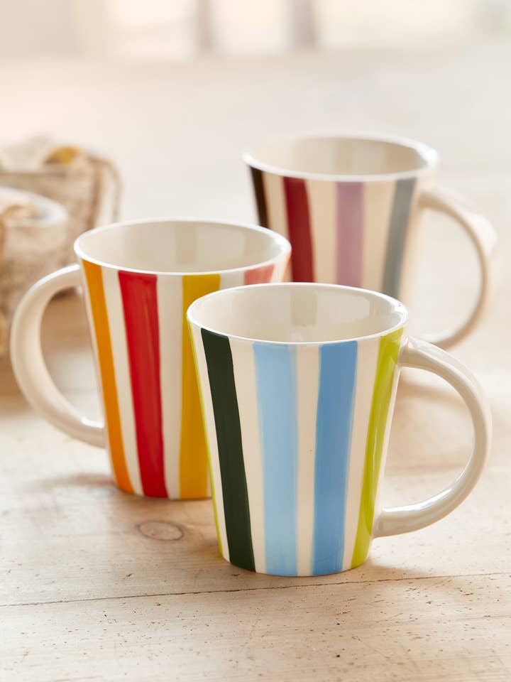 Hand Painted Tonal Carnival Stripe Mug, 10 Fl Oz for wholesale by Namaste