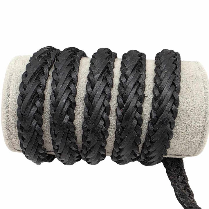 Cordões de Couro Entrançado Hvar - 10x4,5mm - Preto Fosco por atacado de Sun Enterprises B.V.