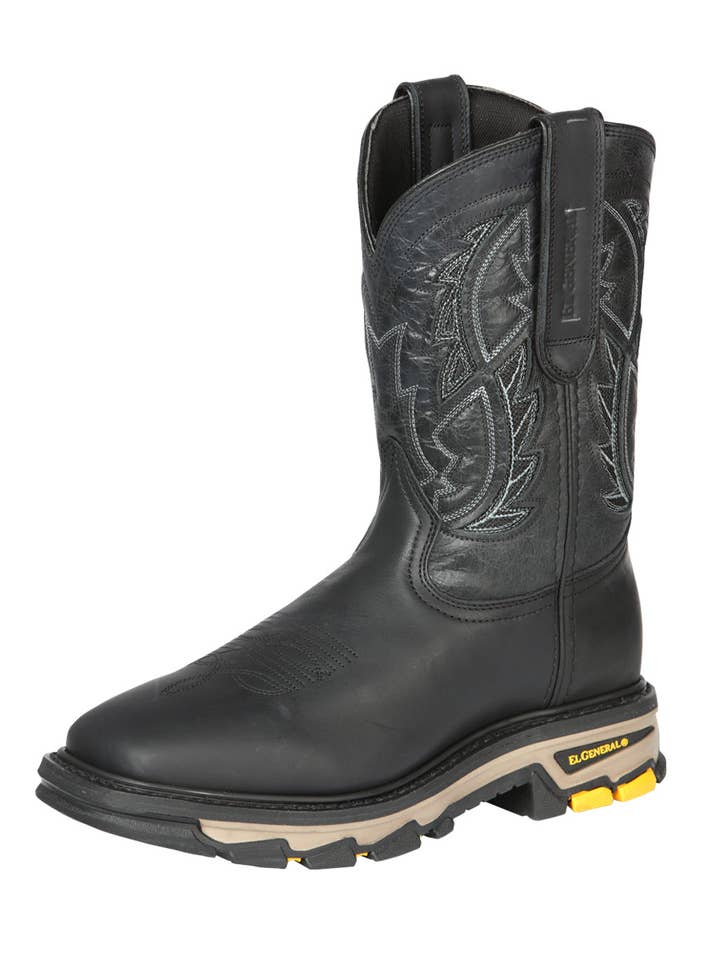 El General Rodeo Work Boot - Crazy Black 44694 for wholesale by El General Western Wear