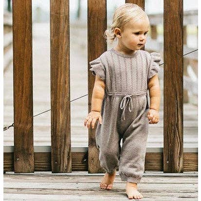 Feltman Brothers - Wholesale Jumpsuit - Baby - Baby & Toddler GIrl Flutter Sleeve Knit Longall