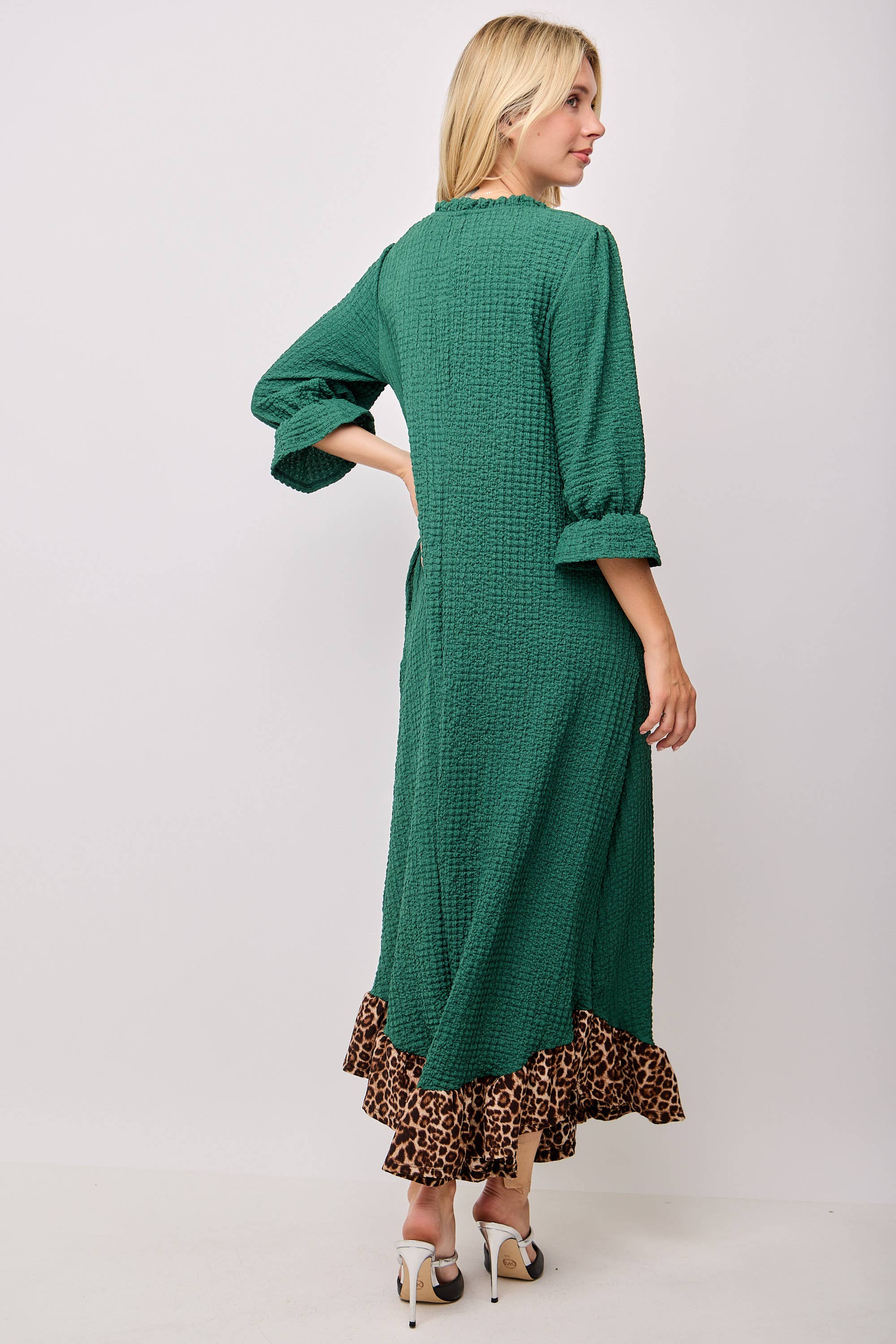 Celeste Clothing - Wholesale Dress - Women's - WOMEN'S PLUS SIZE  MAXI DRESS -LEOPARD CONTRAST AND BOWS 12