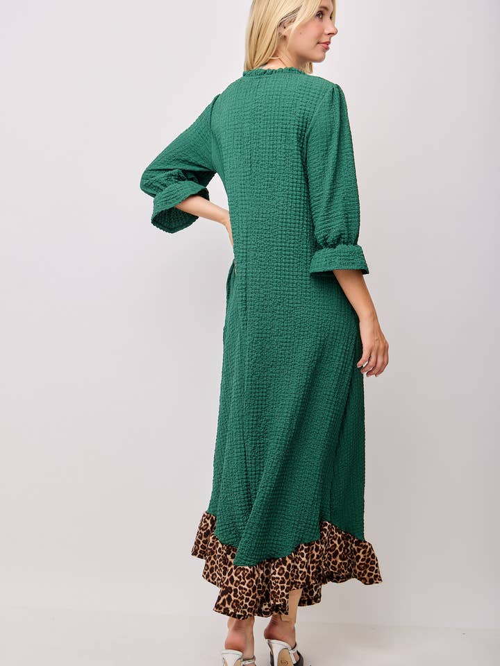 Celeste Clothing - Wholesale Dress - Women's - WOMEN'S PLUS SIZE MAXI DRESS -LEOPARD CONTRAST AND BOWS 12