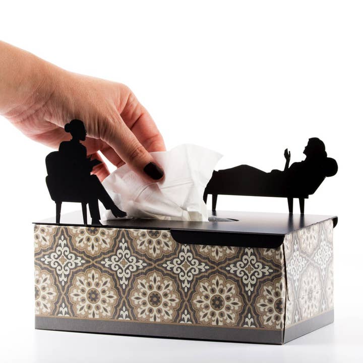 Boîte à mouchoirs décorative sur le thème de la thérapie pour les thérapeutes pour la vente par Artori Design LLC