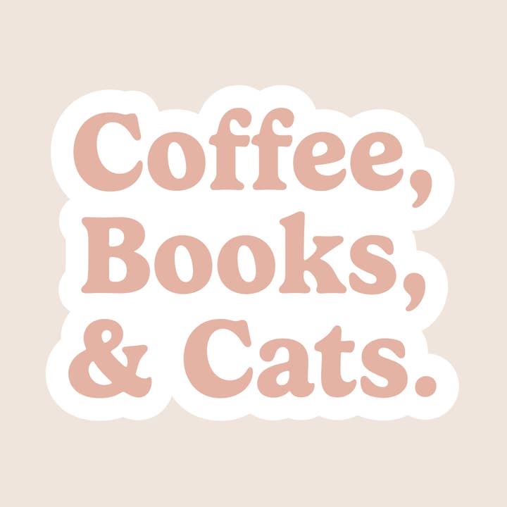 Coffee, Books & Cats Sticker for wholesale by Asteria Studio
